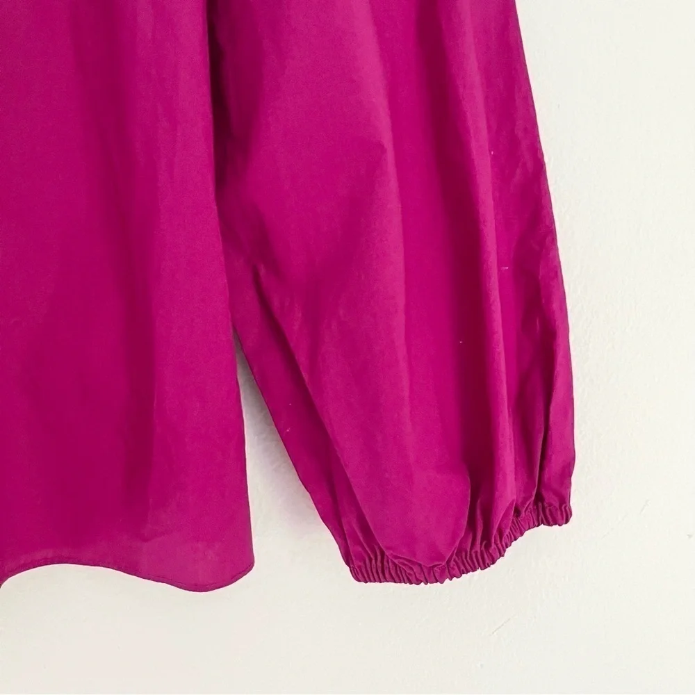 NWT J. Crew Women’s Ruffle Penny Peasant Top Square Neck Magenta Pink Size Small